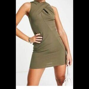 ASOS Olive Green Cross-Front Bodycon Mini Dress